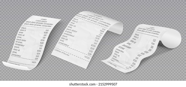 Invoice bill credit card transaction. Receipt paper invoice vector, Supermarket shop paper receipt.