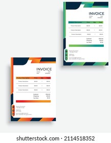 Invoice bill design template. Bill form business invoice and Office bill Design, professional and unique  minimal business invoice template, bill, voucher, receipt, quotation, list, price list design 