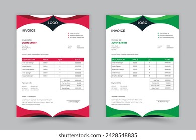 Invoice bill design template. Bill form business invoice and Office bill Design of print template