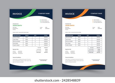 Invoice bill design template. Bill form business invoice and Office bill Design of print template