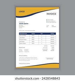Invoice bill design template. Bill form business invoice and Office bill Design of print template