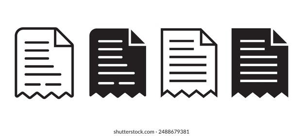 Invoice bill document icon. Transaction paper list icon symbol, Business Invoicing and Financial Transactions Icon