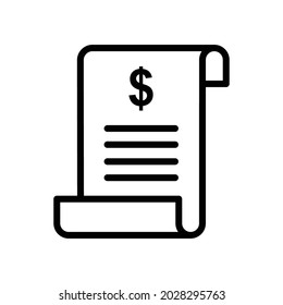 Invoice bill document vector line icon.