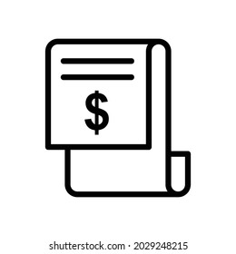 Icono de línea vectorial de documento de factura.