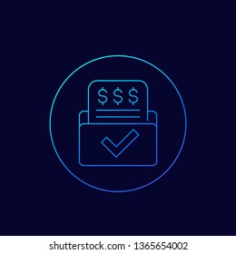 Invoice, bill form, payments icon, linear