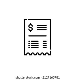 Invoice, bill icon, purchase order line icon, outline vector sign, linear style pictogram isolated on white. Symbol, logo illustration. Editable stroke.