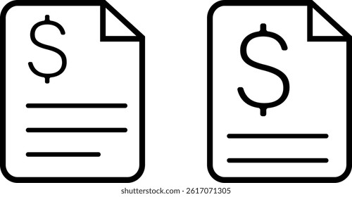 invoice bill icon set. Payment and bill symbols. Order symbol concept. Tax sign design. Paper bank document icons
