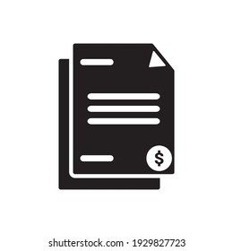 Invoice bill icon vector. Bill payment icon illustration. Simple design on white background.