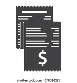 Invoice, bill icon vector silhouette on white background