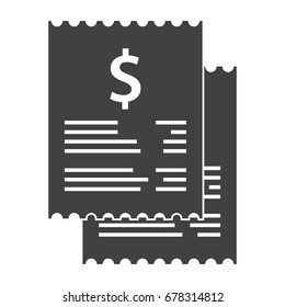 Invoice, bill icon vector silhouette on white background