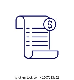 invoice, bill paper outline icon, sign vector
