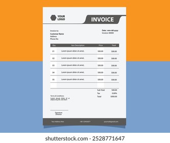 invoice bill template payment slip paper quotation receipt voucher