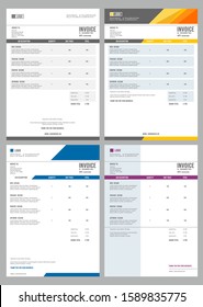 Invoice. Bills service money agreement vector print template with place for text