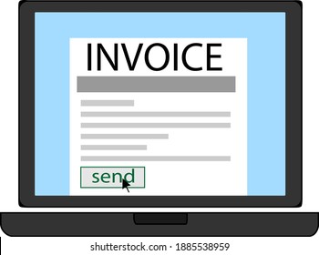 Invoice blank in a notebook screen payment conceptual vector icon isolated on a white background