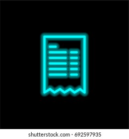 Invoice blue glowing neon ui ux icon. Glowing sign logo vector