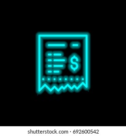 Invoice blue glowing neon ui ux icon. Glowing sign logo vector