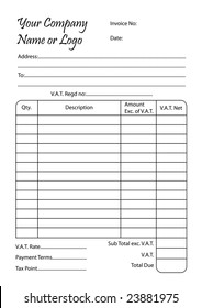 invoice book, vector illustration of a bill pad template