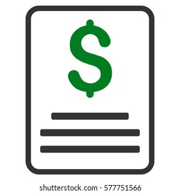 Invoice Budget vector icon. Illustration style is a flat iconic bicolor green and gray symbol on white background.