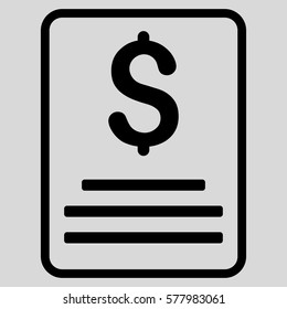 Invoice Budget vector icon. Illustration style is a flat iconic black symbol on light gray background.