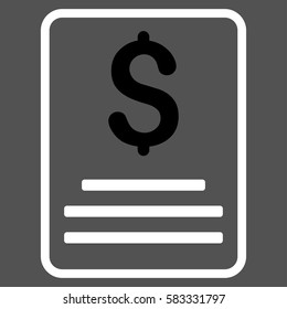 Invoice Budget vector icon. Illustration style is a flat iconic bicolor black and white symbol on gray background.