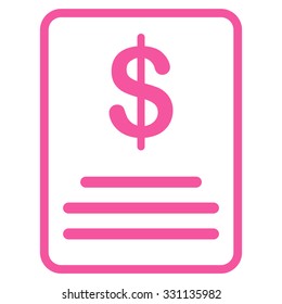 Invoice Budget vector icon. Style is flat pink symbol, rounded angles, white background.