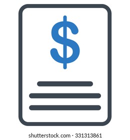 Invoice Budget vector icon. Style is flat bicolor smooth blue symbol, rounded angles, white background.