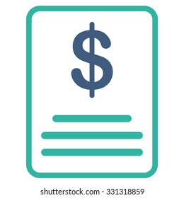 Invoice Budget vector icon. Style is flat bicolor cobalt and cyan symbol, rounded angles, white background.