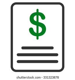 Invoice Budget vector icon. Style is flat bicolor green and gray symbol, rounded angles, white background.