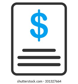 Invoice Budget vector icon. Style is flat bicolor blue and gray symbol, rounded angles, white background.