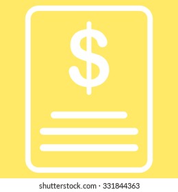 Invoice Budget vector icon. Style is flat white symbol, rounded angles, yellow background.