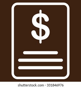 Invoice Budget vector icon. Style is flat white symbol, rounded angles, brown background.