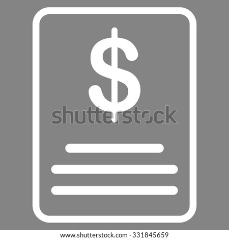 Invoice Budget vector icon. Style is flat white symbol, rounded angles, gray background.