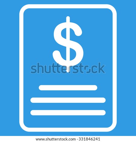 Invoice Budget vector icon. Style is flat white symbol, rounded angles, blue background.
