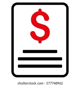 Invoice Budget vector pictograph. Illustration style is a flat iconic bicolor intensive red and black symbol on white background.