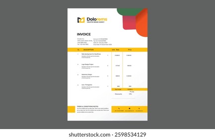 Invoice CC format. Clean corporate letterhead template design, Modern letterheads design template, Professional company letterheads template for business and project.
