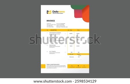 Invoice CC format. Clean corporate letterhead template design, Modern letterheads design template, Professional company letterheads template for business and project.
