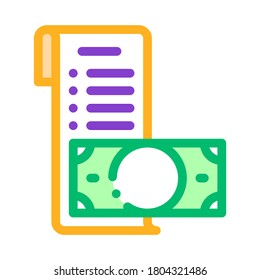 Invoice Check List And Money Dollar Vector Icon Thin Line. Money Sign On Smartphone Display And Magnifier, Web Site Financial Illustration