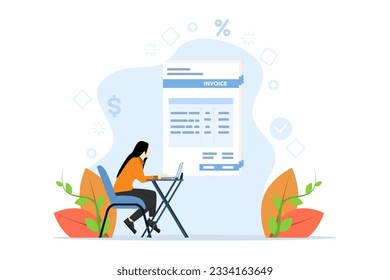 invoice concept. Concept of financial document, payment, transaction or business money transfer, financial calculation. invoice payment. Flat vector illustration on a white background.