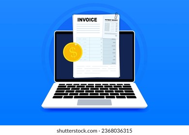 Invoice concept illustration. Financial accounting report. Payment and bill invoice. Sending and receiving payment using electronic invoice. Tax sign design. Vector illustration