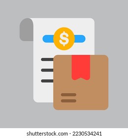 Icono de entrega de facturas en estilo plano sobre logística, uso para presentación de aplicaciones móviles en sitios web