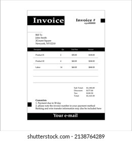 Invoice Design Or Bill Pad Template