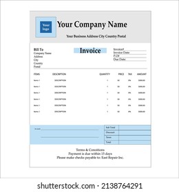 Invoice Design Or Bill Pad Template