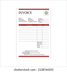 Invoice Design Or Bill Pad Template