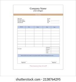 Invoice Design Or Bill Pad Template