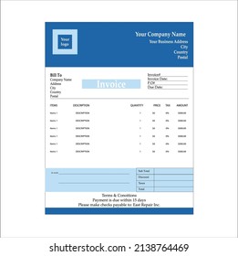 Invoice Design Or Bill Pad Template