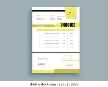 Invoice Design. Business invoice form template. Invoicing quotes, money bills or pricelist and payment agreement design templates. Tax form, 
bill graphic or payment receipt.