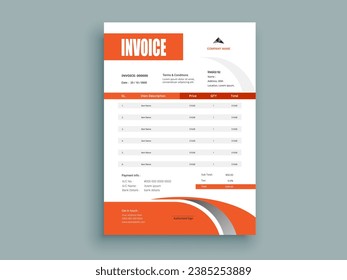 Invoice Design. Business invoice form template. Invoicing quotes, money bills or pricelist and payment agreement design templates. Tax form, 
bill graphic or payment receipt.