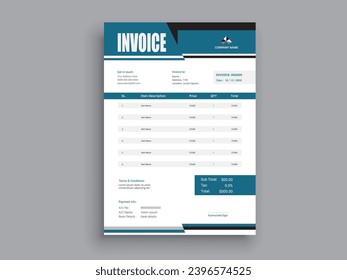 Invoice Design. Business invoice form template. Invoicing quotes, money bills or pricelist and payment agreement design templates. Tax form, 
bill graphic or payment receipt.