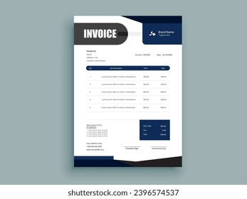 Invoice Design. Business invoice form template. Invoicing quotes, money bills or pricelist and payment agreement design templates. Tax form, 
bill graphic or payment receipt.