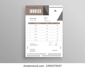 Invoice Design. Business invoice form template. Invoicing quotes, money bills or pricelist and payment agreement design templates. Tax form, 
bill graphic or payment receipt.